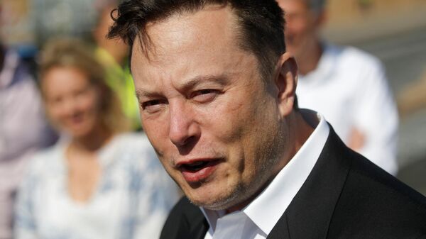 (FILES) In this file photo taken on September 3, 2020 Tesla CEO Elon Musk talks to media as he arrives to visit the construction site of the future US electric car giant Tesla, in Gruenheide near Berlin. - - Sputnik International