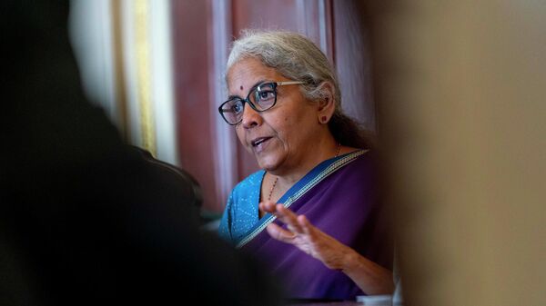 Finance Minister of India Nirmala Sitharaman speaks during a meeting with Treasury Secretary Janet Yellen at the Department of Treasury in Washington, Tuesday, Oct. 11, 2022. - Sputnik International