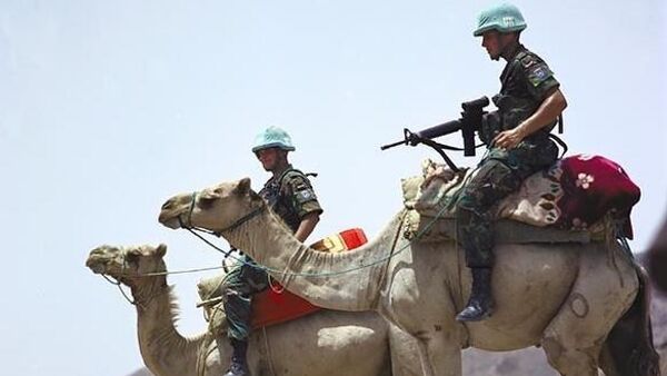 UN soldiers on camel-back in Eritrea during the 2000-2008 peacekeeping mission monitoring the border between Eritrea and Ethiopia. - Sputnik International