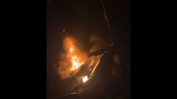 Screenshot from a video showing the aftermath of a small plane crash in New Hampshire's Keene, US - Sputnik International