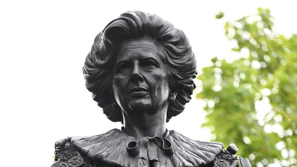 A photograph taken on May 16, 2022 shows the newly installed statue of late Britain's Prime Minister Margaret Thatcher, in her home town of Grantham, Lincolnshire - Sputnik International