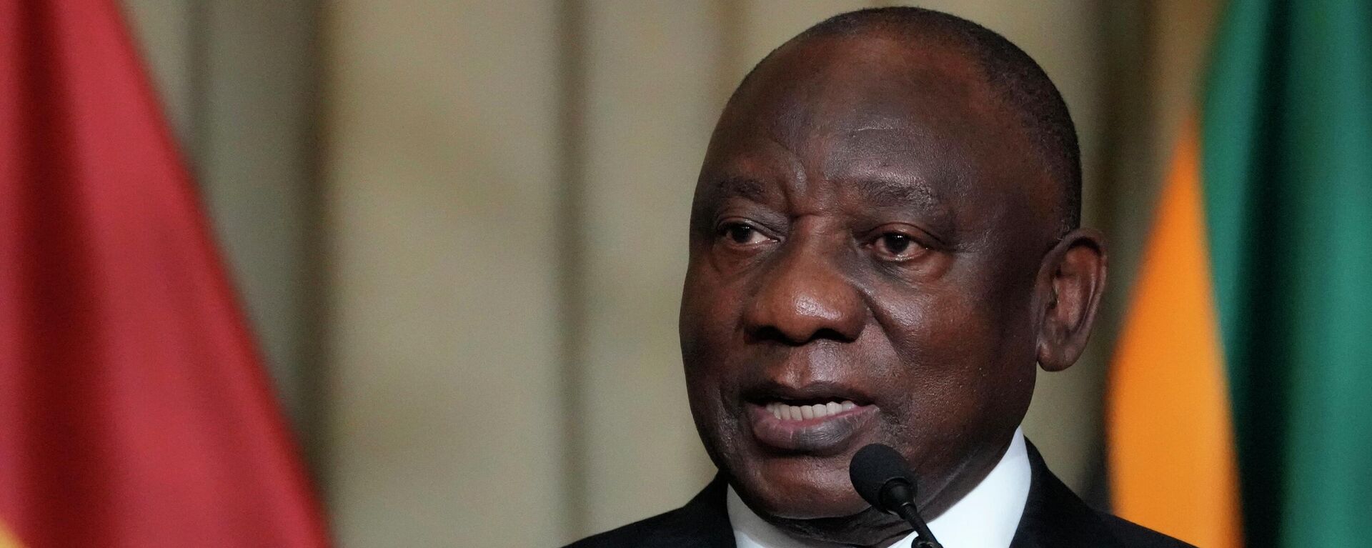 South Africa President Cyril Ramaphosa speaks during a joint media briefing with Spain's Prime Minister Pedro Sanchez at the Union Building in Pretoria, South Africa, Thursday, Oct. 27, 2022.  - Sputnik International, 1920, 16.01.2023