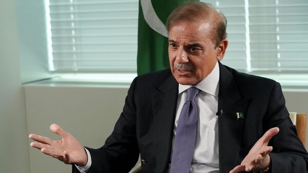 Prime Minister of Pakistan Shehbaz Sharif speaks during an interview with The Associated Press, Thursday, Sept. 22, 2022 at United Nations headquarters. - Sputnik International