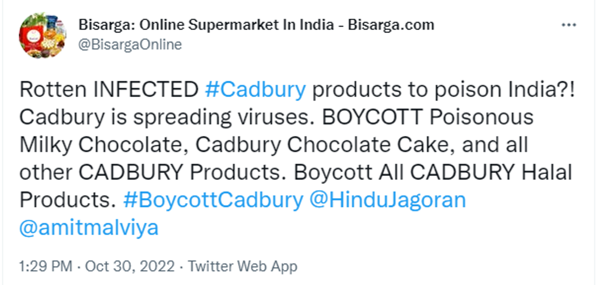 A Twitter User Calls for Boycott of all Cadbury Products - Sputnik International, 1920, 30.10.2022