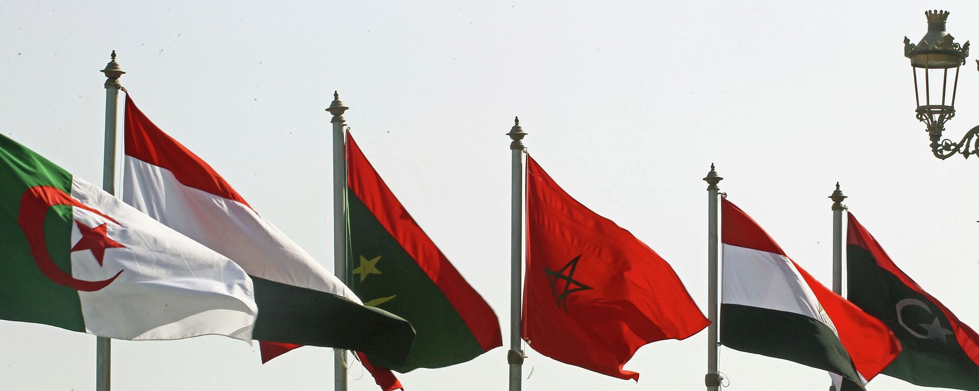 Flags of Arab countries are seen in Algiers, Algeria, Monday, Oct. 31st, 2022. Algeria is readying to host the 31st Arab League Summit, the first since the outbreak of the coronavirus pandemic. In the three years that's passed, new challenges have drastically reshaped the region's agenda, with the establishment of diplomatic ties between Israel and the gulf, and the fallout of the crisis in Ukraine. - Sputnik International, 1920, 16.04.2023
