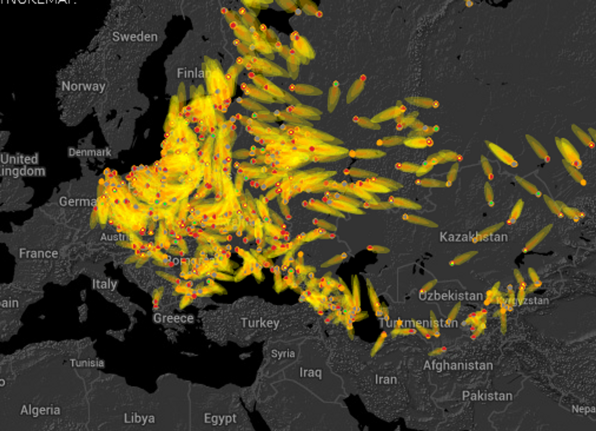 Zoomed in map featuring US nuclear targets in Eastern Europe, including Ukraine (the orange-covered bit above Turkey and the Black Sea) in a render created by the Future of Life Institute by Alex Wellerstein. - Sputnik International, 1920, 03.11.2022