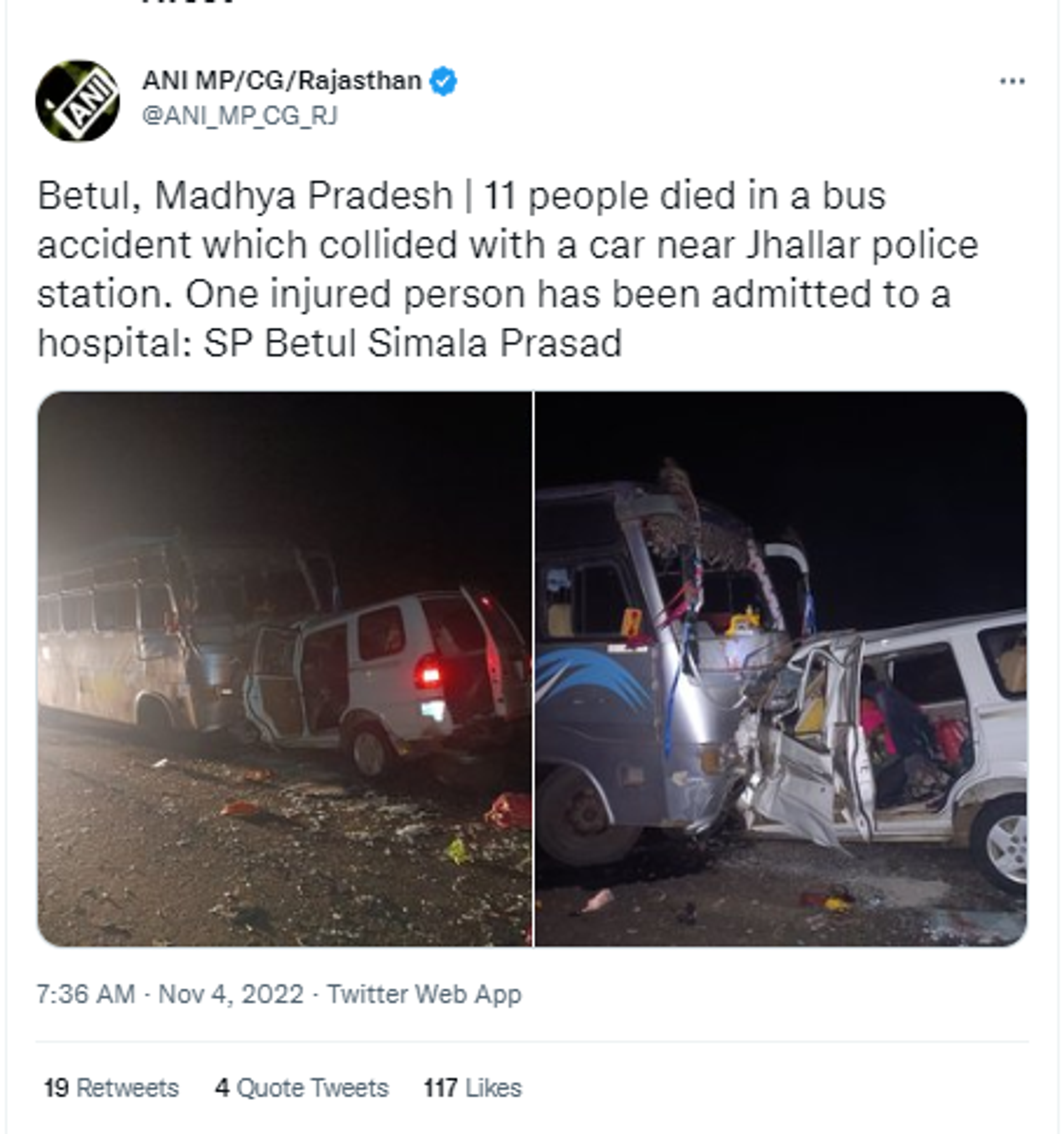 Massive Car Crash Leaves 11 Dead After Their SUV Rams into Bus in India's Madhya Pradesh -Photo - Sputnik International, 1920, 04.11.2022