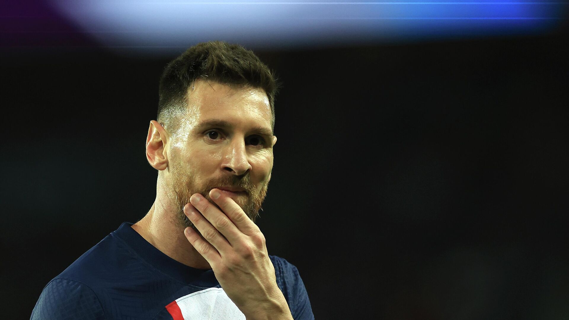 PSG's Lionel Messi reacts during the French League One soccer match between Paris Saint-Germain and Nice at the Parc des Princes in Paris - Sputnik International, 1920, 03.06.2023