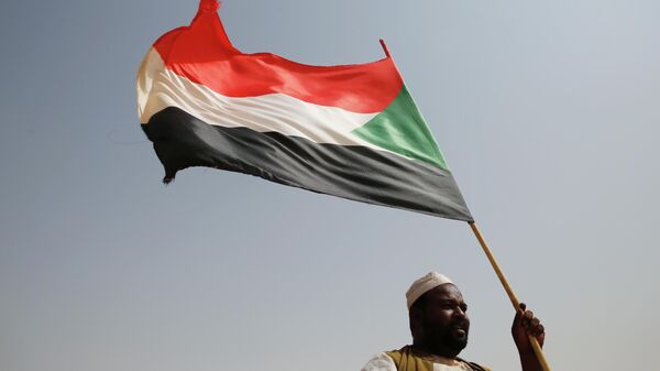 A man holding Sudanese flag - Sputnik International