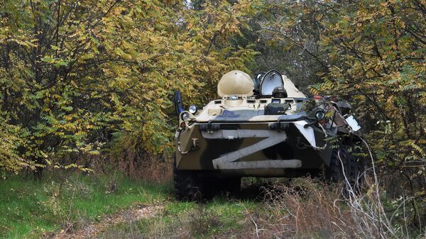 BTR-80 Russian servicemen at a military position near the city of Energodar, Zaporozhye region. - Sputnik International