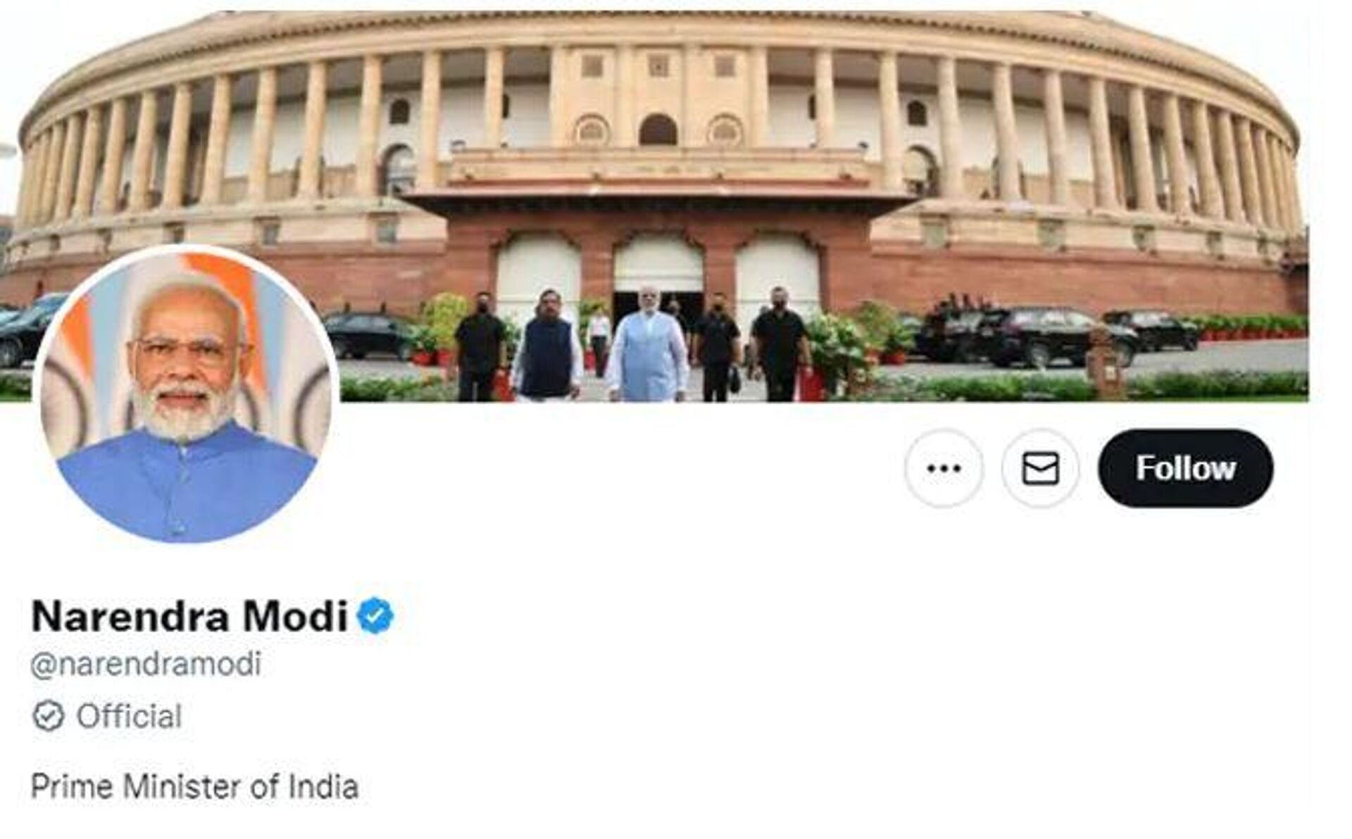 Screenshot of Prime Minister Narendra Modi's 'official' Twitter profile - Sputnik International, 1920, 10.11.2022