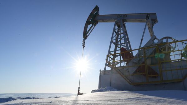 An oil pumpjack is seen in Almetyevsk District, Tatarstan, Russia. - Sputnik International