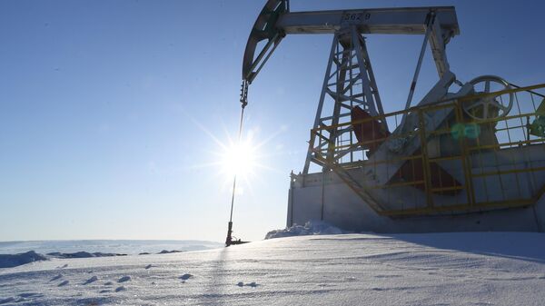 An oil pumpjack is seen in Almetyevsk District, Tatarstan, Russia. - Sputnik International