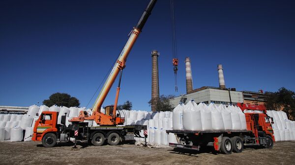 Works on the territory of the Almaz Fertilizers LLC plant for the production of water-soluble and granular fertilizers  - Sputnik International