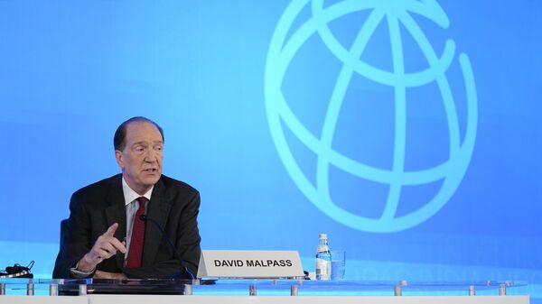 World Bank Group President David Malpass speaks at a news conference during the 2022 annual meeting of the International Monetary Fund and the World Bank Group, Thursday, Oct. 13, 2022, in Washington. - Sputnik International