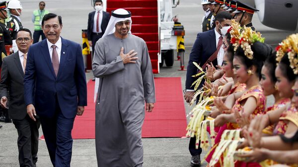 Президент Объединенных Арабских Эмиратов шейх Мухаммед бен Заид Аль Нахайян после прибытия в международный аэропорт в Денпасаре для участия в саммите G20 на Бали - Sputnik International