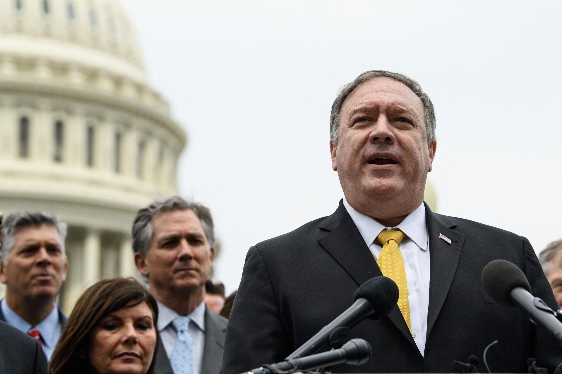 Former US Secretary of State Mike Pompeo speaks at a press conference of the Republican Study Group to introduce their Maximum Pressure Act against Iran at the US Capitol in Washington, DC, on April 21, 2021 - Sputnik International, 1920, 15.11.2022