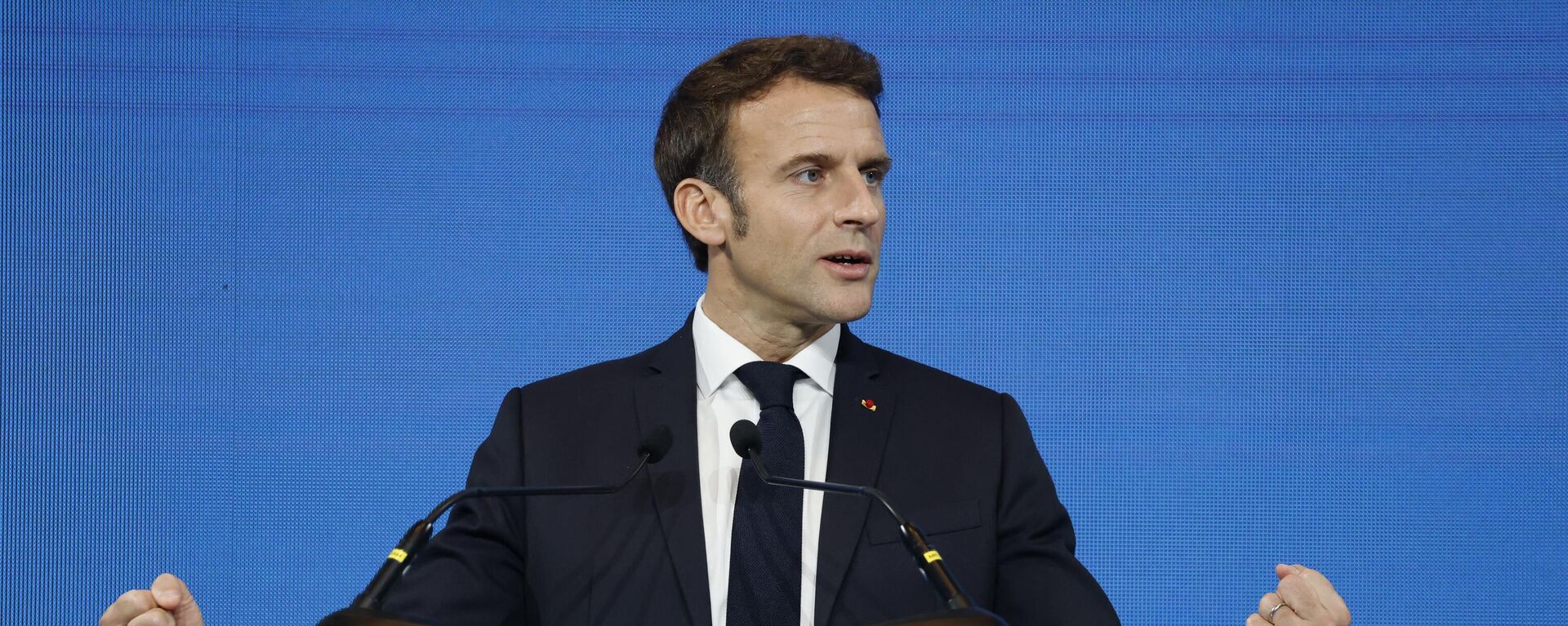 France's President Emmanuel Macron addresses the APEC CEO Summit during the Asia-Pacific Economic Cooperation (APEC) Summit in Bangkok on November 18, 2022. - Sputnik International, 1920, 03.12.2023