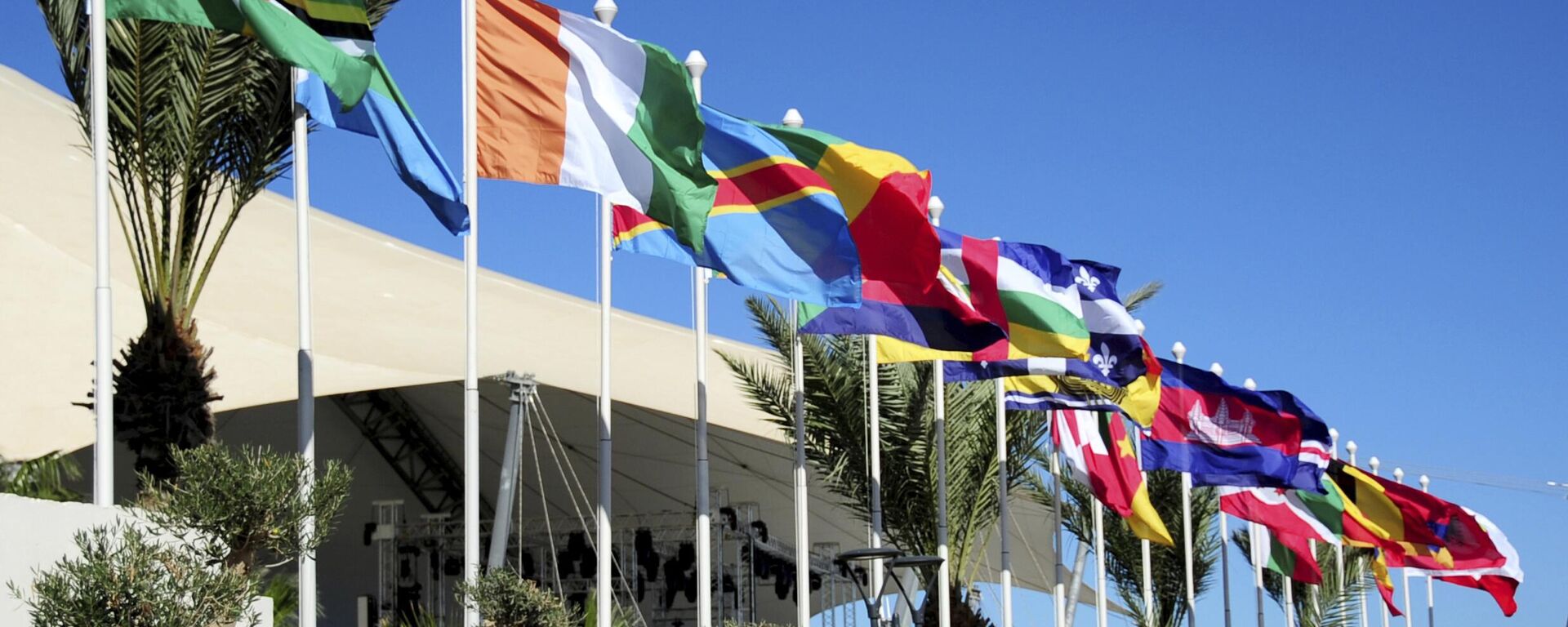 Flags of different countries wave in the wind on the eve of the 18th Francophone Summit in Djerba, Tunisia, Friday, Nov. 18, 2022. - Sputnik International, 1920, 20.11.2022