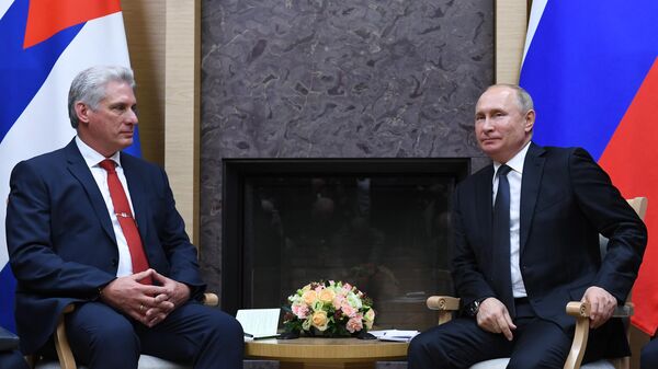 Russian President Vladimir Putin and Cuban President Miguel Diaz-Canel hold talks in Moscow, Russia. October 29, 2019 - Sputnik International