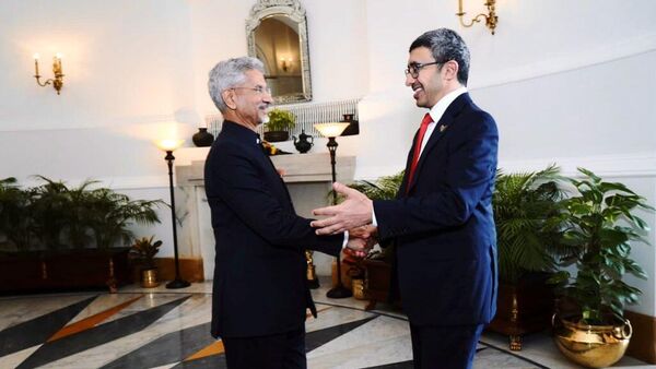 A meeting between India's FM S. Jaishankar & HH Sheikh Abdullah bin Zayed Al Nahyan of UAE - Sputnik International