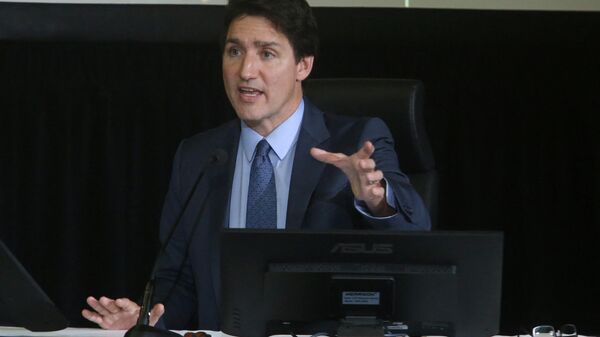 Canadian Prime Minister Justin Trudeau testifies before the Public Order Emergency Commission public inquiry on November 25, 2022, in Ottawa. - Sputnik International