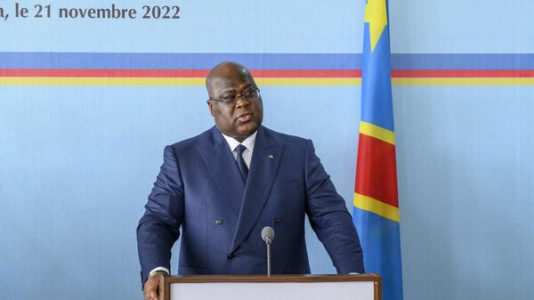 Democratic Republic of Congo, Felix Tshisekedi speaks during a joint press conference with Kenyan President William Ruto (not seen), at the Palace of the Nation in Kinshasa on November 21, 2022. - Sputnik International