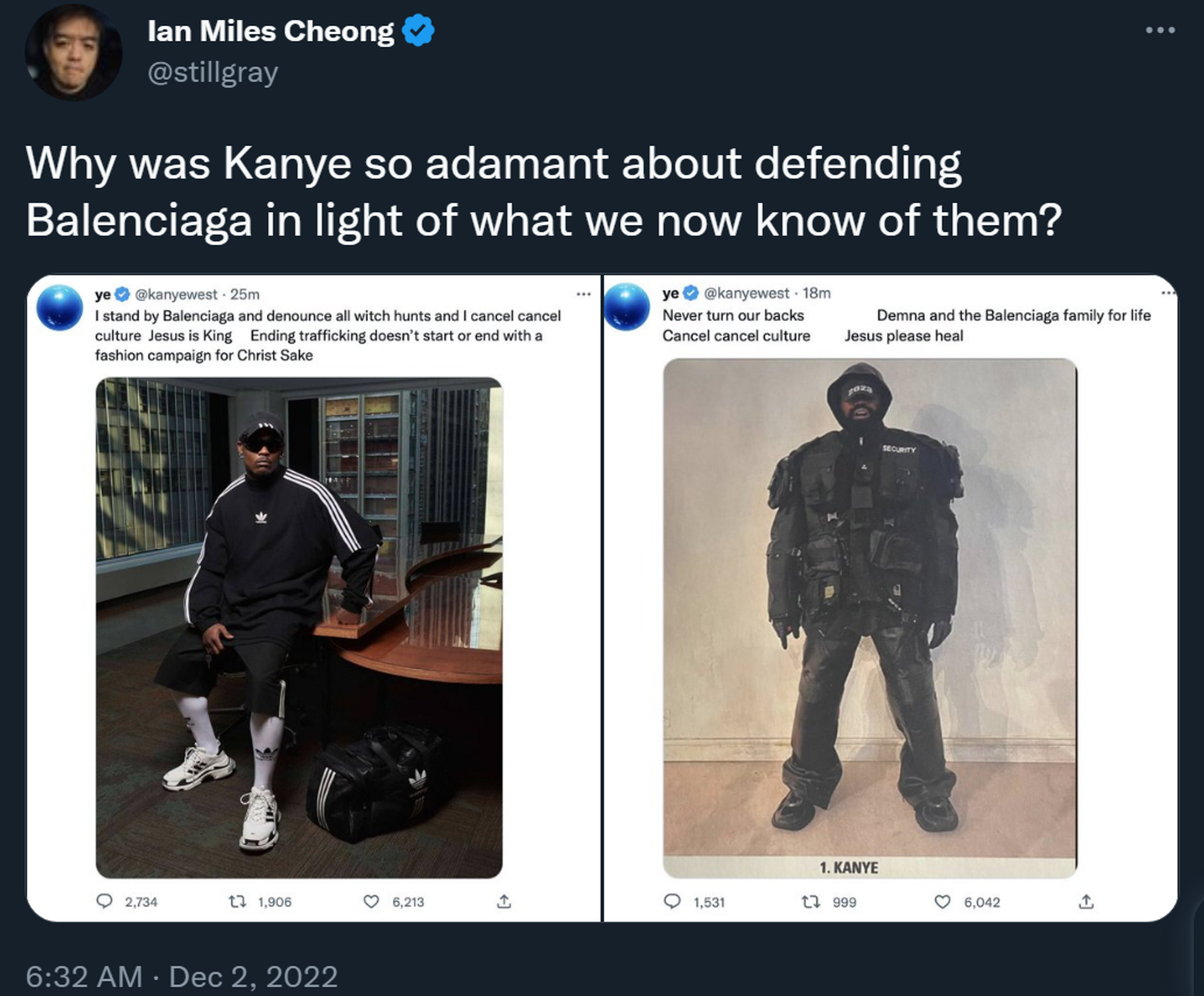 Journalist Ian Miles Cheong questions Kanye West's defence of fashion house Balenciaga following the rapper's praise of Nazi Fuhrer Adolf Hitler - Sputnik International, 1920, 02.12.2022