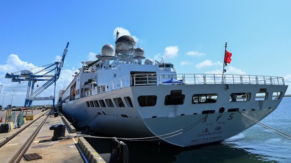 China's research and survey vessel, the Yuan Wang 5, arrives at Hambantota port on August 16, 2022. - Sputnik International