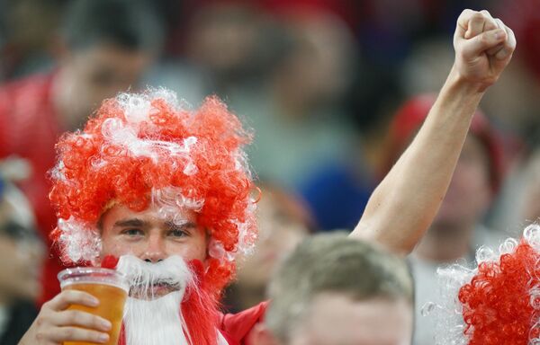 A Danish fan on the stands before the World Cup group stage match between France and Denmark. - Sputnik International