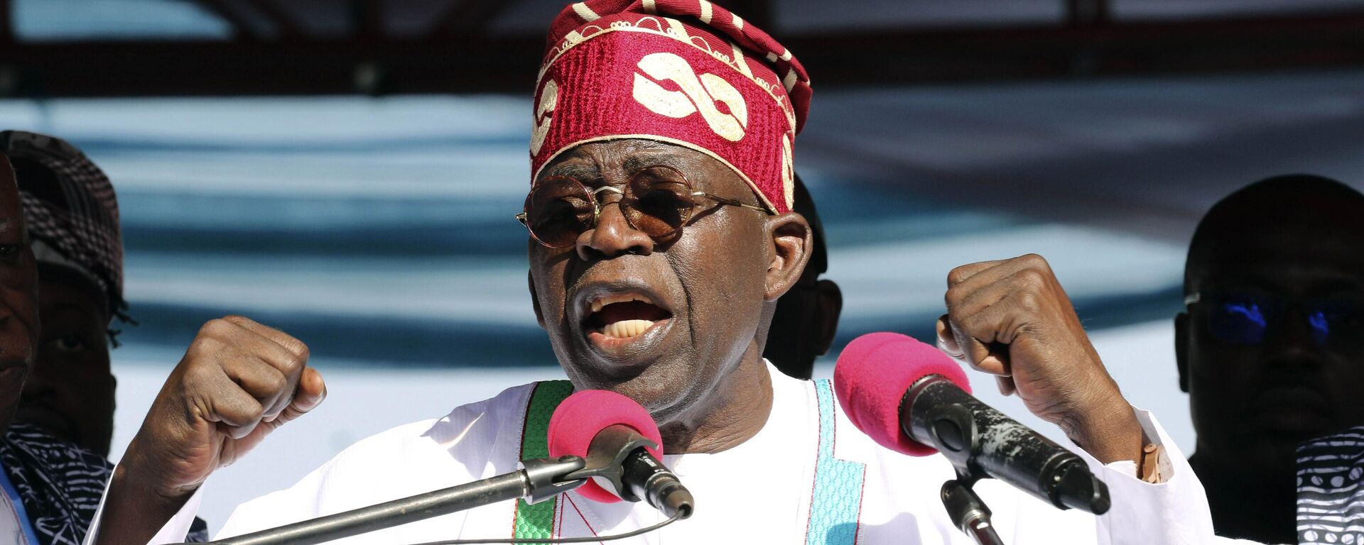 Bola Ahmed Tinubu, Presidential candidate of the All Progressives Congress, Nigeria ruling party speaks during the flag off campaign ahead of the 2023 Presidential election in Jos, Nigeria, Tuesday, Nov. 15, 2022. - Sputnik International, 1920, 01.03.2023