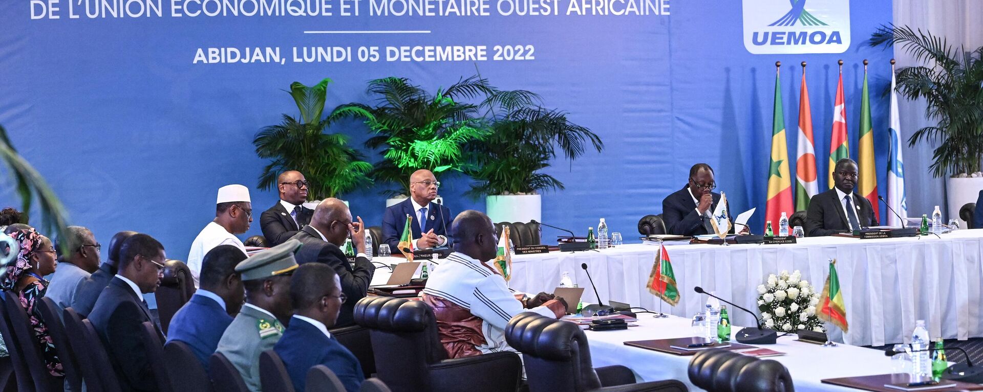A general view of the plenary session of the West African Economic and Monetary Union (UEMOA) summit at the Sofitel Ivoire hotel in Abidjan on December 05, 2022. - Sputnik International, 1920, 06.12.2022