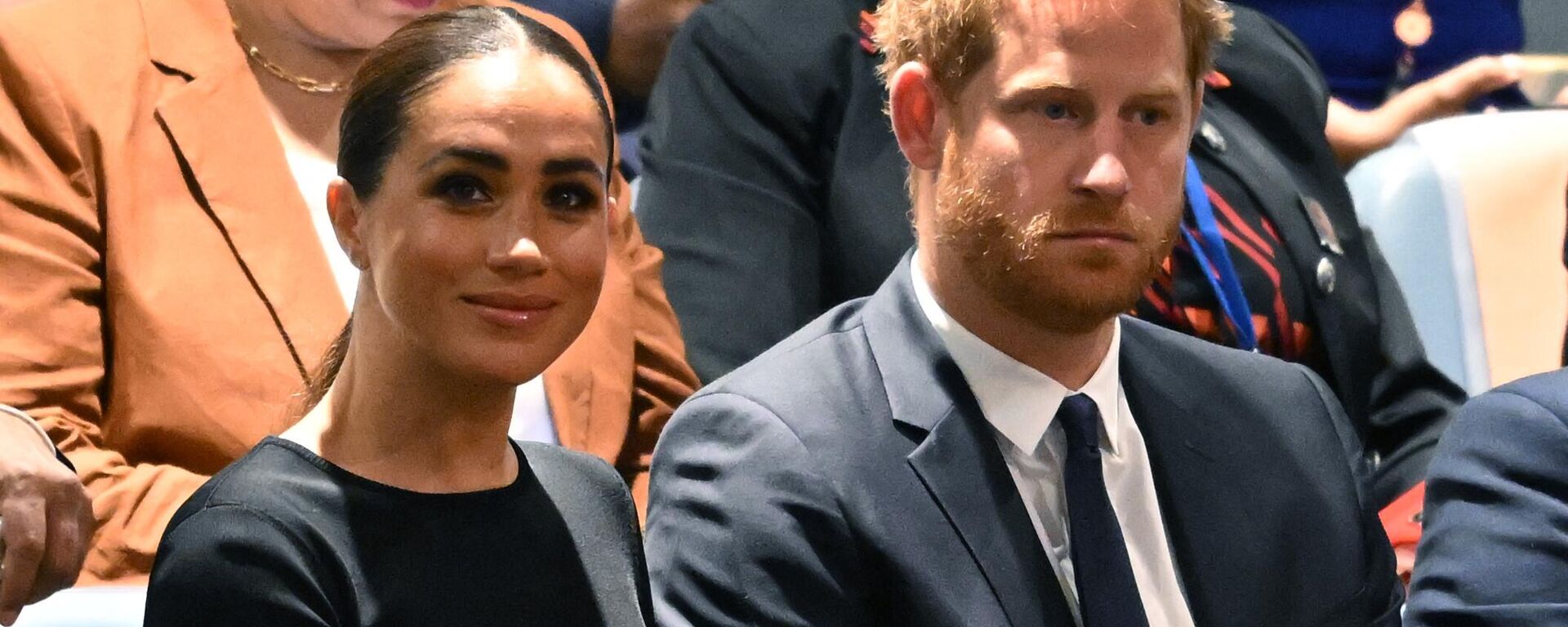 Prince Harry (R) and Meghan Markle (L), the Duke and Duchess of Sussex, attend the 2020 UN Nelson Mandela Prize award ceremony at the United Nations in New York on July 18, 2022 - Sputnik International, 1920, 11.12.2022