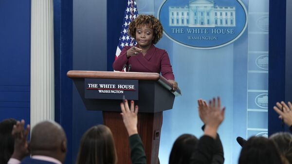White House press secretary Karine Jean-Pierre calls on a reporter during the daily briefing at the White House in Washington, Thursday, Dec. 8, 2022.  - Sputnik International