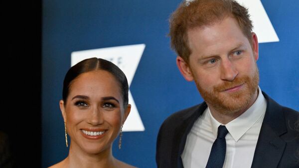Prince Harry, Duke of Sussex, and Meghan, Duchess of Sussex, arrive at the 2022 Robert F. Kennedy Human Rights Ripple of Hope Award Gala at the Hilton Midtown in New York on December 6, 2022.  - Sputnik International