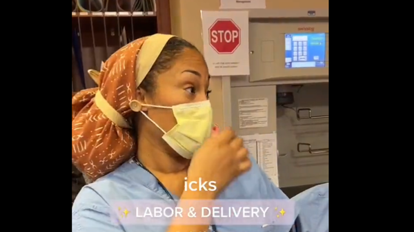 Screenshot from a viral TikTok video filmed by Atlanta nurses sharing their icks in labor and delivery patients - Sputnik International