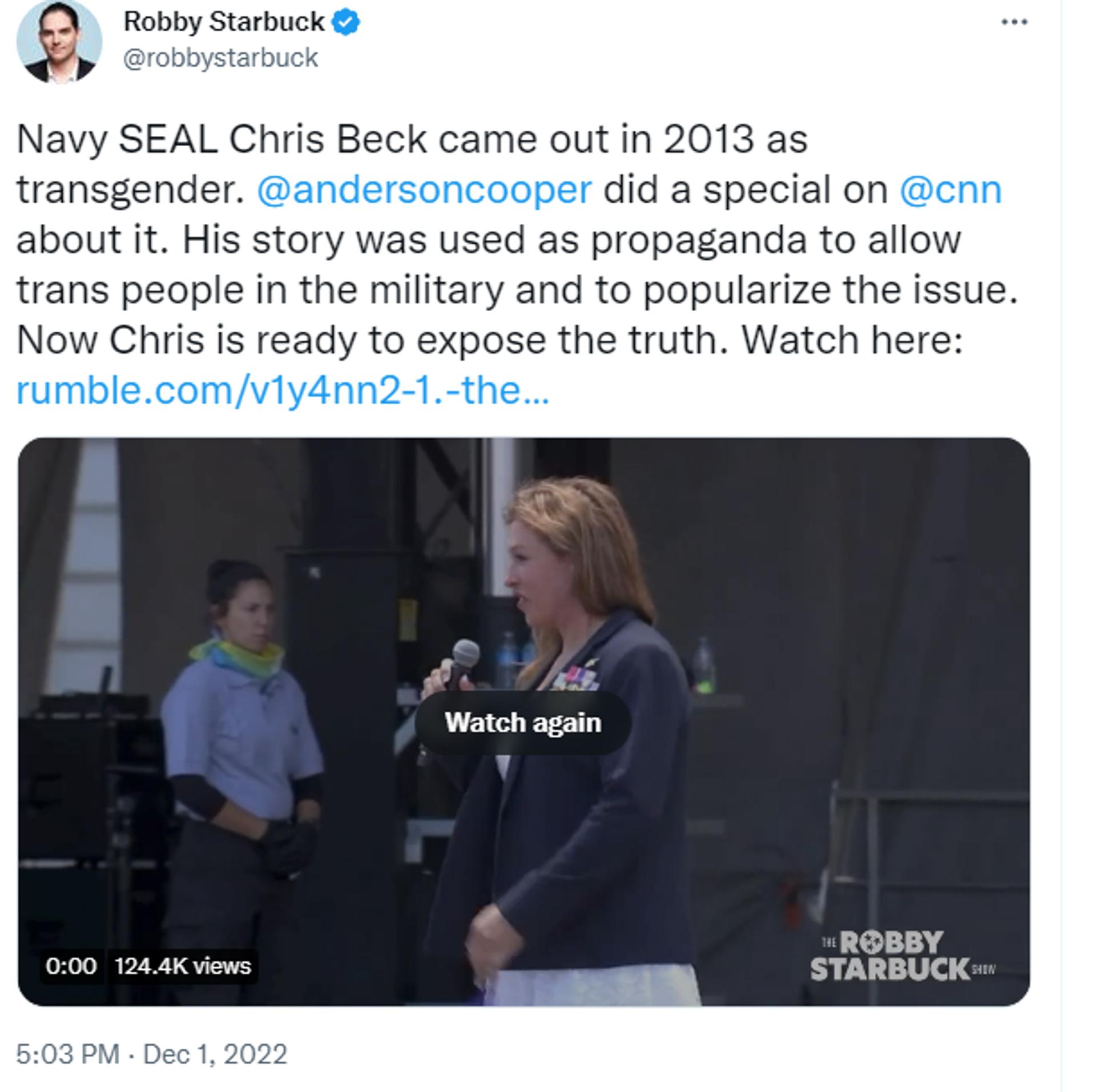 Twitter screenshot of Robby Starbuck show featuring detransitioning Chris Beck - Sputnik International, 1920, 12.12.2022