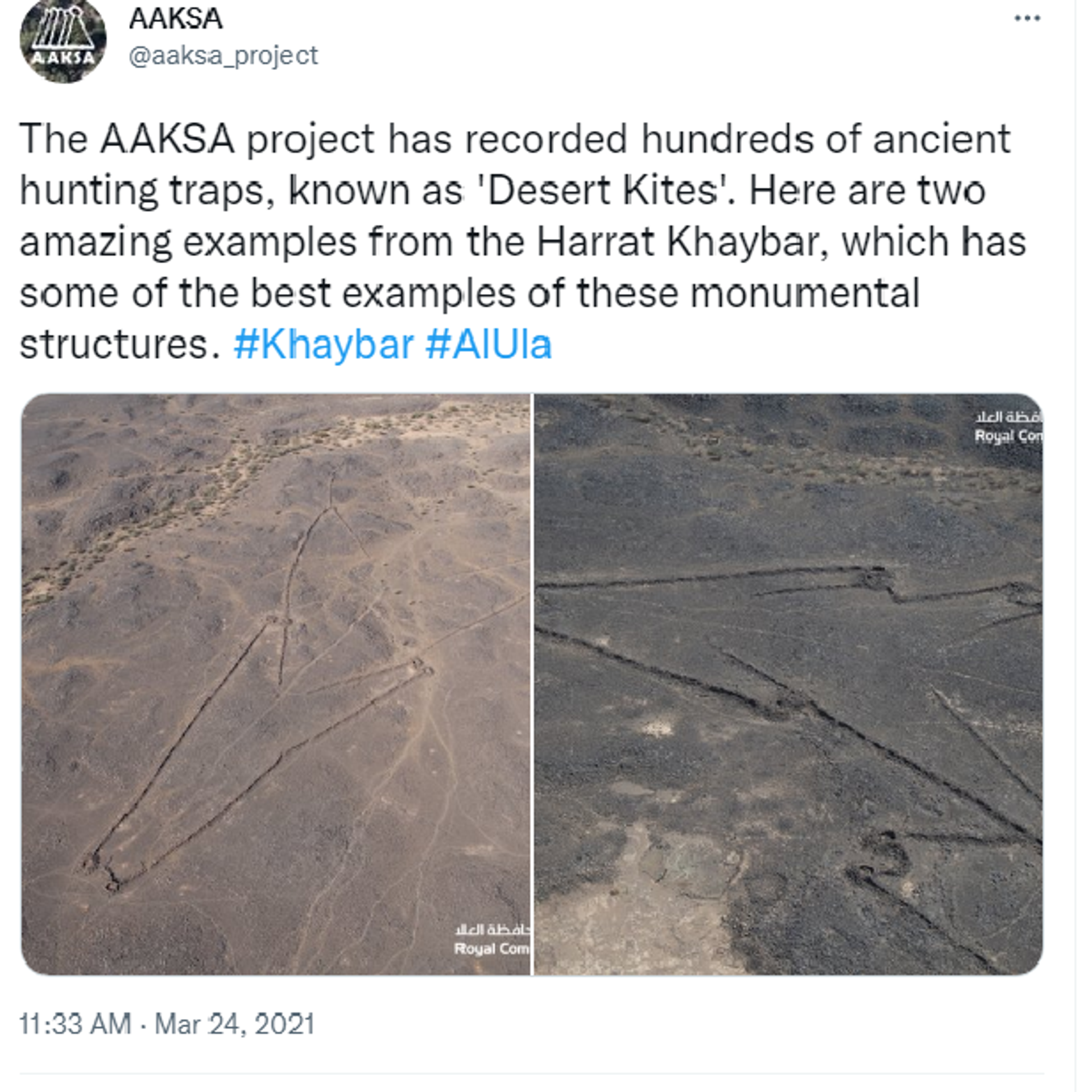 Twitter screenshot of ancient desert kites. - Sputnik International, 1920, 12.12.2022