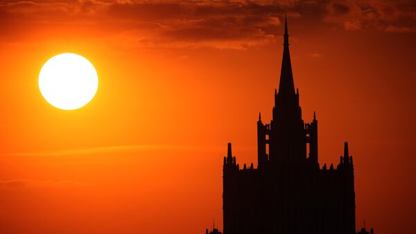 The building of the Ministry of Foreign Affairs of the Russian Federation in Moscow at sunset. - Sputnik International