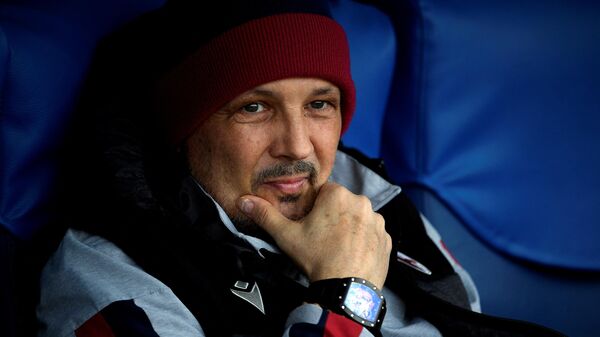 Bologna's Serbian head coach Sinisa Mihajlovic looks on before the Serie A football match between Lazio and Bologna at the Olympic Stadium in Rome on February 29, 2020. (Photo by Filippo MONTEFORTE / AFP) - Sputnik International