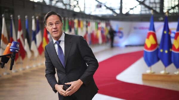 Netherland's Prime Minister Mark Rutte speaks with the media as he arrives for the EU-ASEAN summit in Brussels, Wednesday, Dec. 14, 2022 - Sputnik International