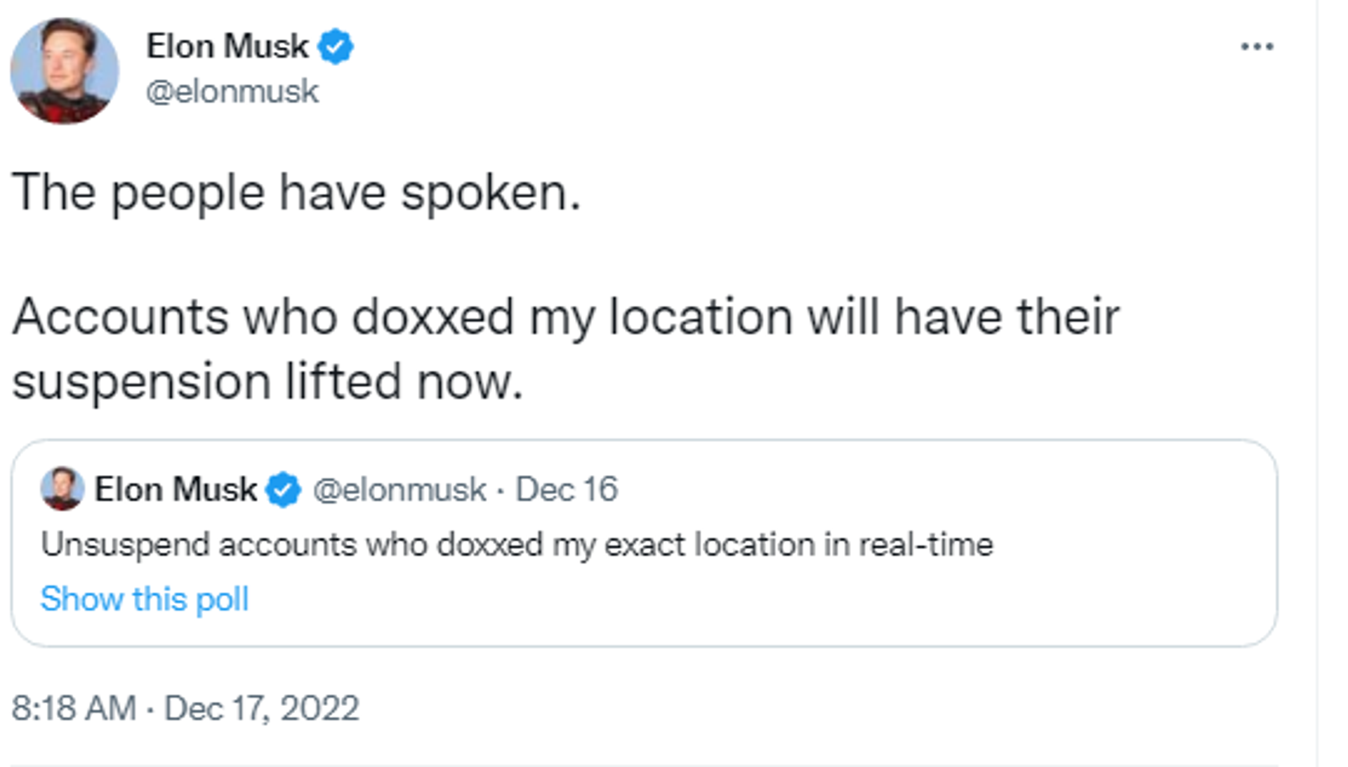Twitter screenshot of Elon Musk's account. - Sputnik International, 1920, 19.12.2022