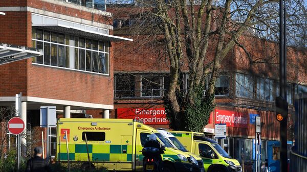 Ambulances are pictured at St George's Hospital in Tooting, south London. - Sputnik International