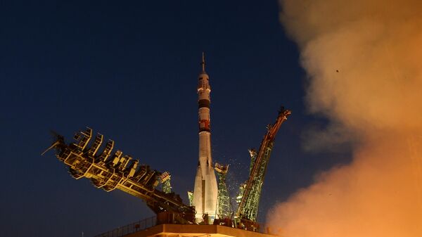 Launch of the Soyuz-2.1a carrier rocket with the Soyuz MS-22 transport manned spacecraft from the Baikonur Cosmodrome. - Sputnik International