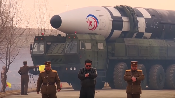 Screenshot of North Korean missile test music video feat. Kim jong-un. - Sputnik International