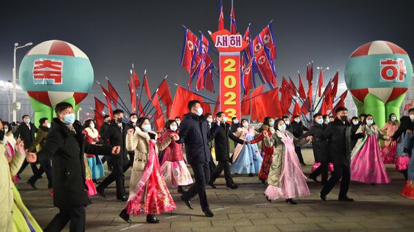 People during New Year celebrations in North Korea 2023. - Sputnik International
