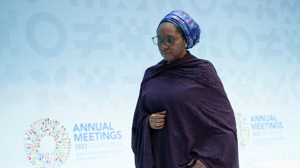 Nigeria's Finance Minister Zainab Ahmed leaves after a discussion about the global economy at the 2022 IMF/World Bank annual meeting October 13, 2022, in Washington, DC. - Sputnik International