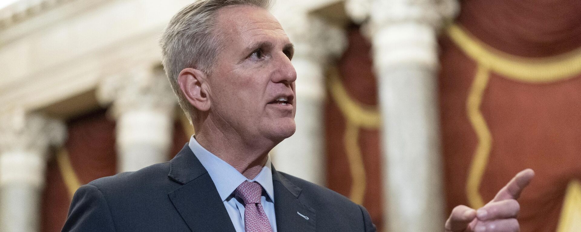 Newly-elected Speaker of the House Kevin McCarthy, R-Calif., talks to reporters after a contentious battle to lead the GOP majority in the 118th Congress, at the Capitol in Washington, Saturday, Jan. 7, 2023. - Sputnik International, 1920, 31.03.2023