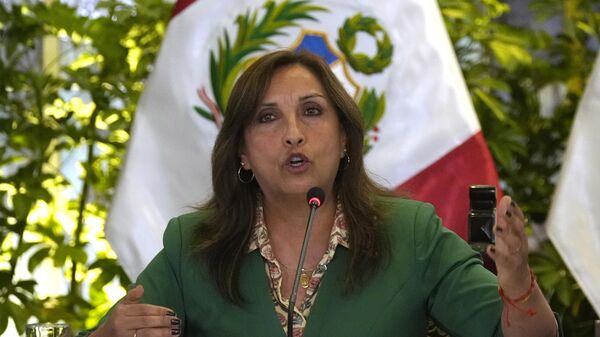 Peru's President Dina Boluarte speaks during a news conference at government palace in Lima, Peru - Sputnik International