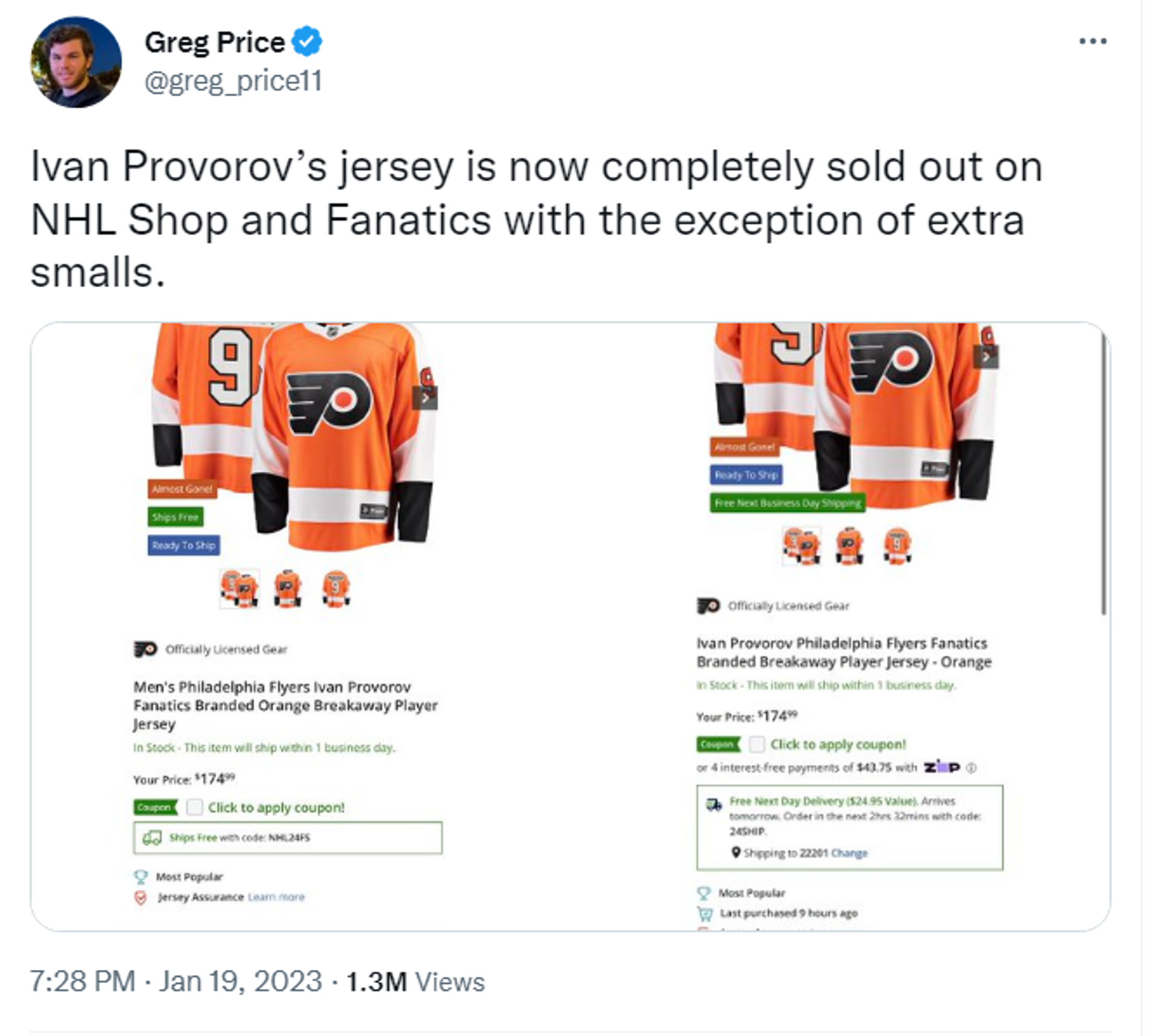 Ivan Provorov jersey sells out after Pride night controversy